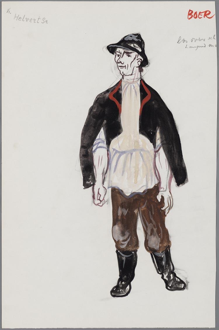 Kostuumontwerp voor een boer in Jenufa (Leos Janácek), door Hans van Norden