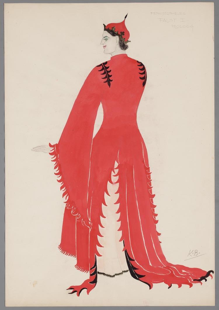 Kostuumontwerp voor Mephistopheles in Faust (Goethe) door Karel Bruckman