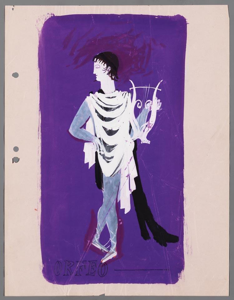 Kostuumontwerp voor Kathleen Ferrier als Orfeo in Orfeo door Nicolaas Wijnberg