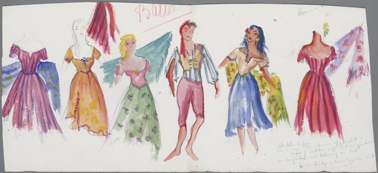 Kostuumontwerpen voor het ballet uit Mignon (Ambroise Thomas)