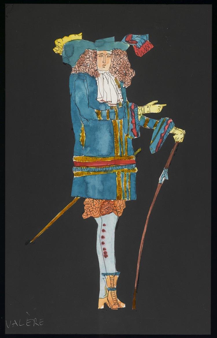 Kostuumontwerp voor Reinier Heidemann als Valère uit Tartuffe (Molière)