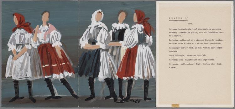 Kostuumontwerp voor de vrouwen in Jenufa (Janacek) door Marcel Pokorny