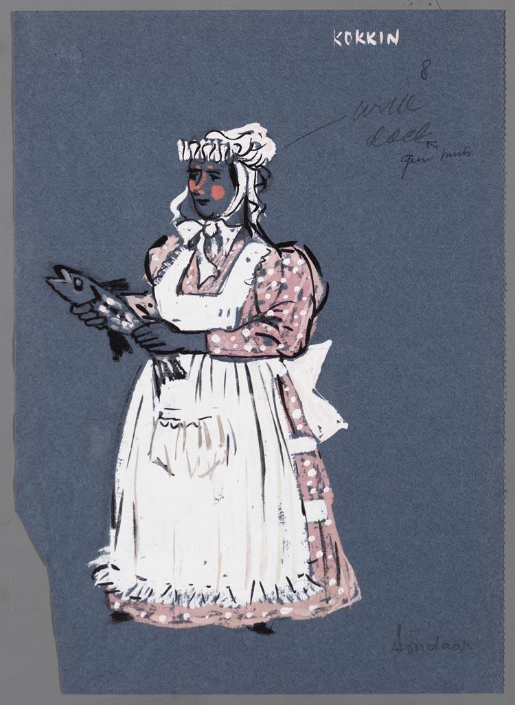 Kostuumontwerp voor de kokkin uit Raskolnikoff (Heinrich Sutermeister)