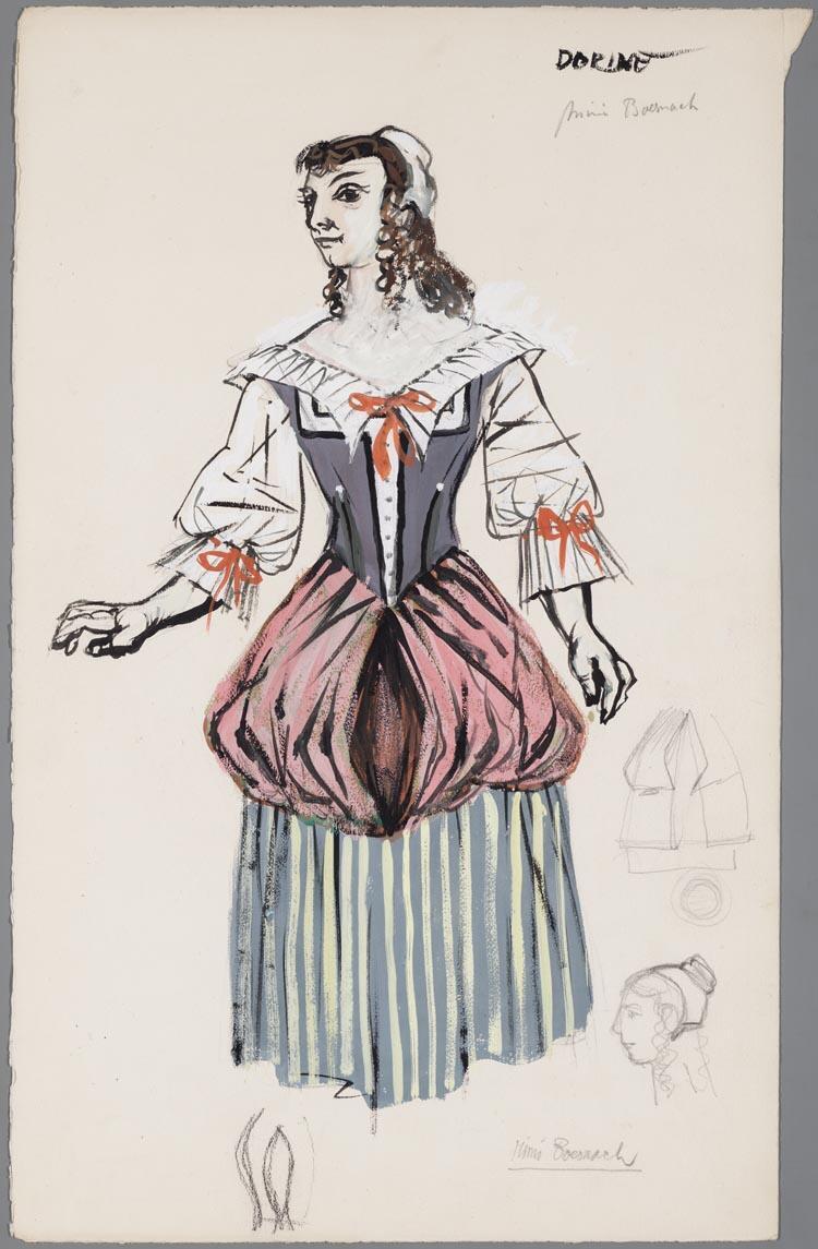 Kostuumontwerp voor Dorine uit Tartuffe (Molière)