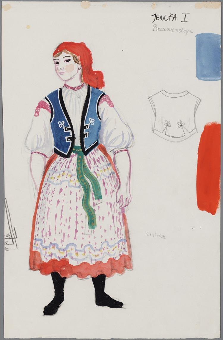 Kostuumontwerp voor Gré Brouwenstijn als Jenufa in Jenufa (Leos Janácek), door Hans van Norden