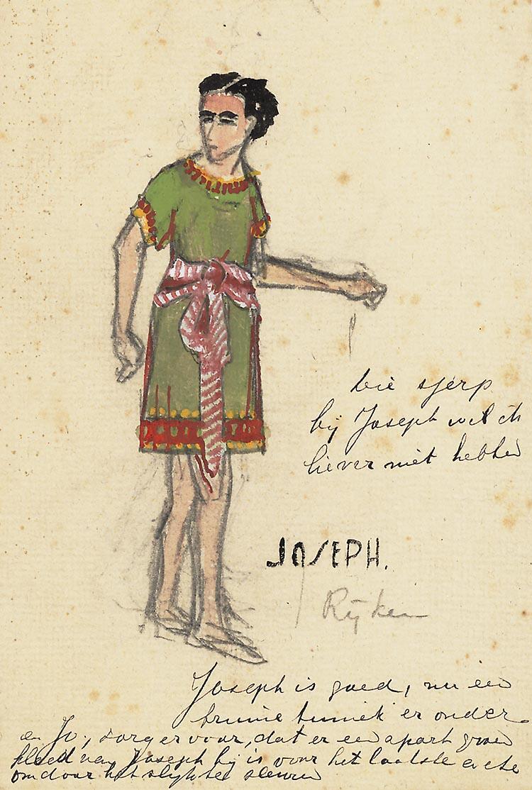 Kostuumontwerp voor Carel Rijken als Joseph in Joseph in Dothan