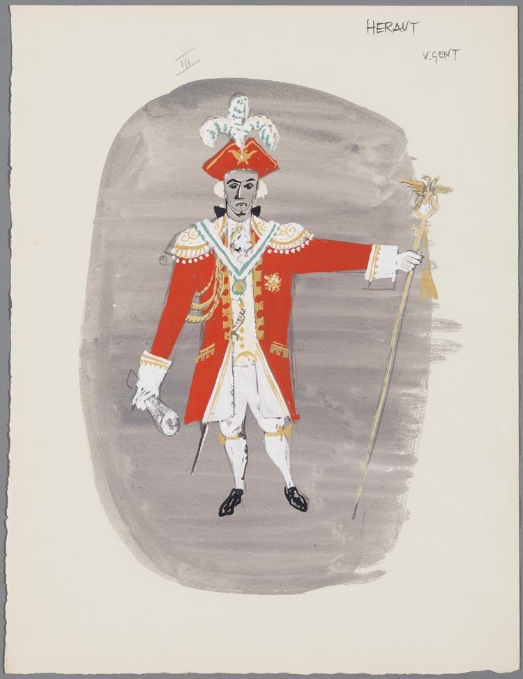 Kostuumontwerp voor de heraut uit De Zigeunerbaron (Johann Strauss)
