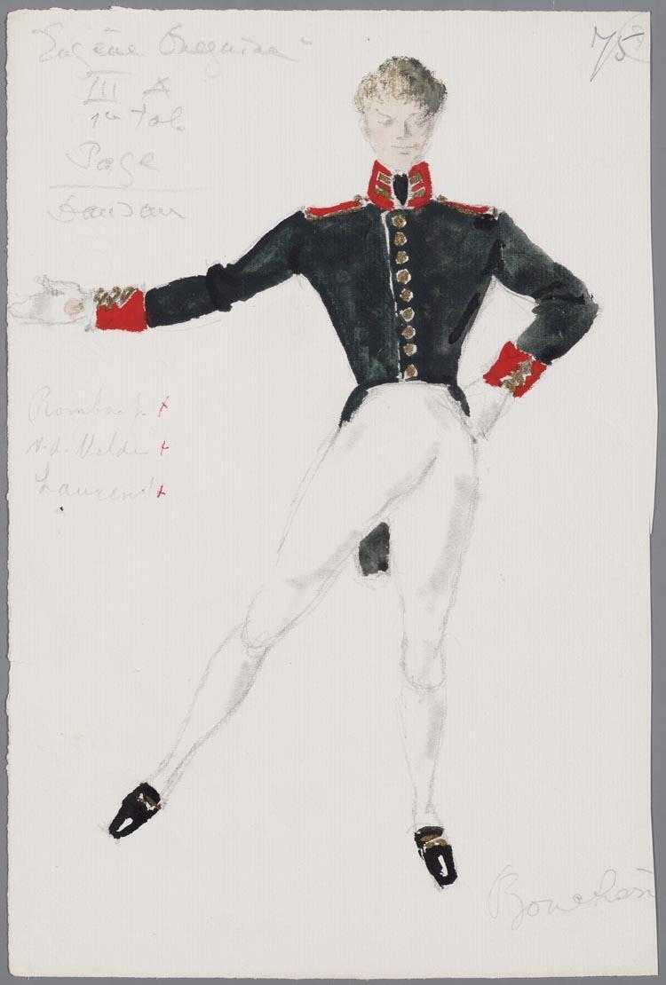 Kostuumontwerp voor een danser/page in Eugen Onegin