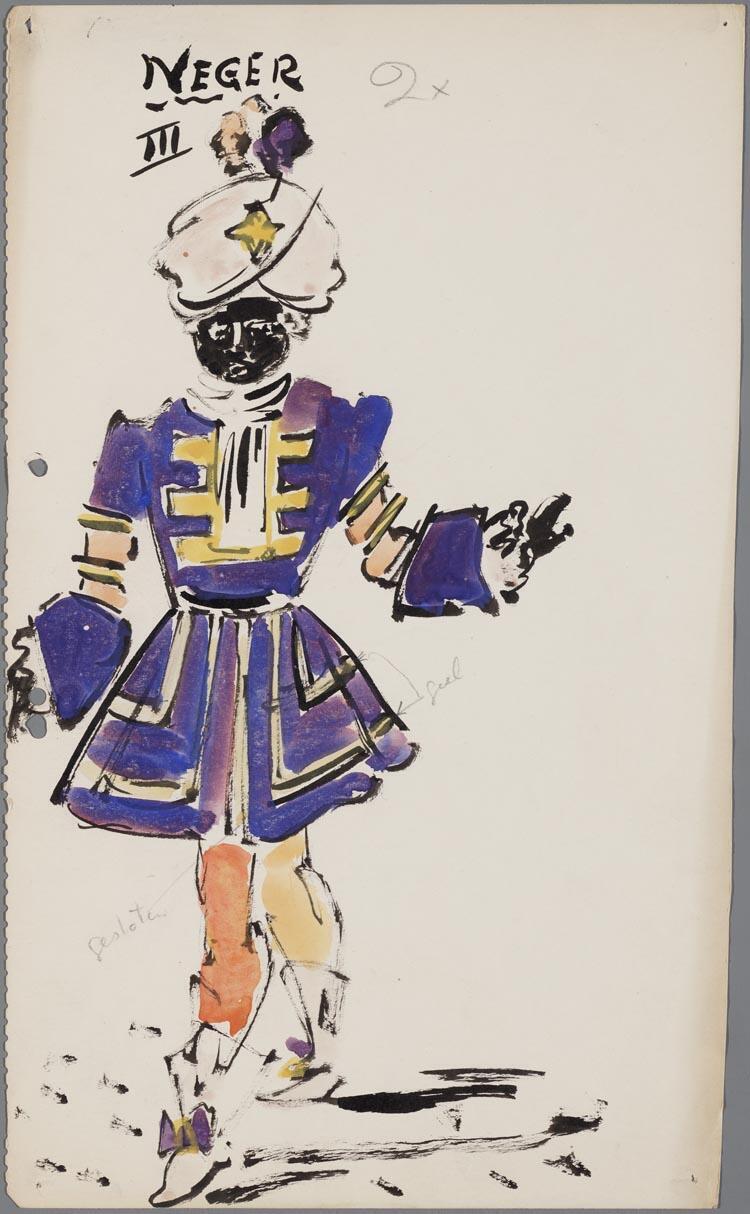 Kostuumontwerp voor een neger uit Manon (Jules Massenet) door Gerard Hordijk