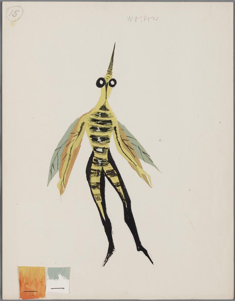 Kostuumontwerp voor De Wespen in Die Lustigen Weiber von Windsor (Otto Nicolai) door Ruodi Barth