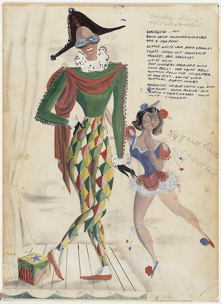 Kostuumontwerp van Pierette en Harlequin