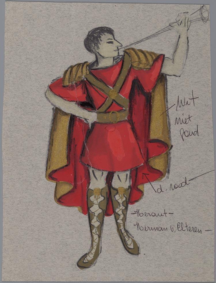 Kostuumontwerp voor Herman van Elteren als Heraut in Coriolanus