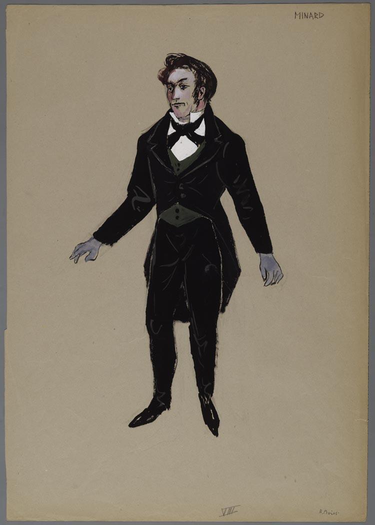 Kostuumontwerp voor Minard uit Mercadet (Honore de Balzac)