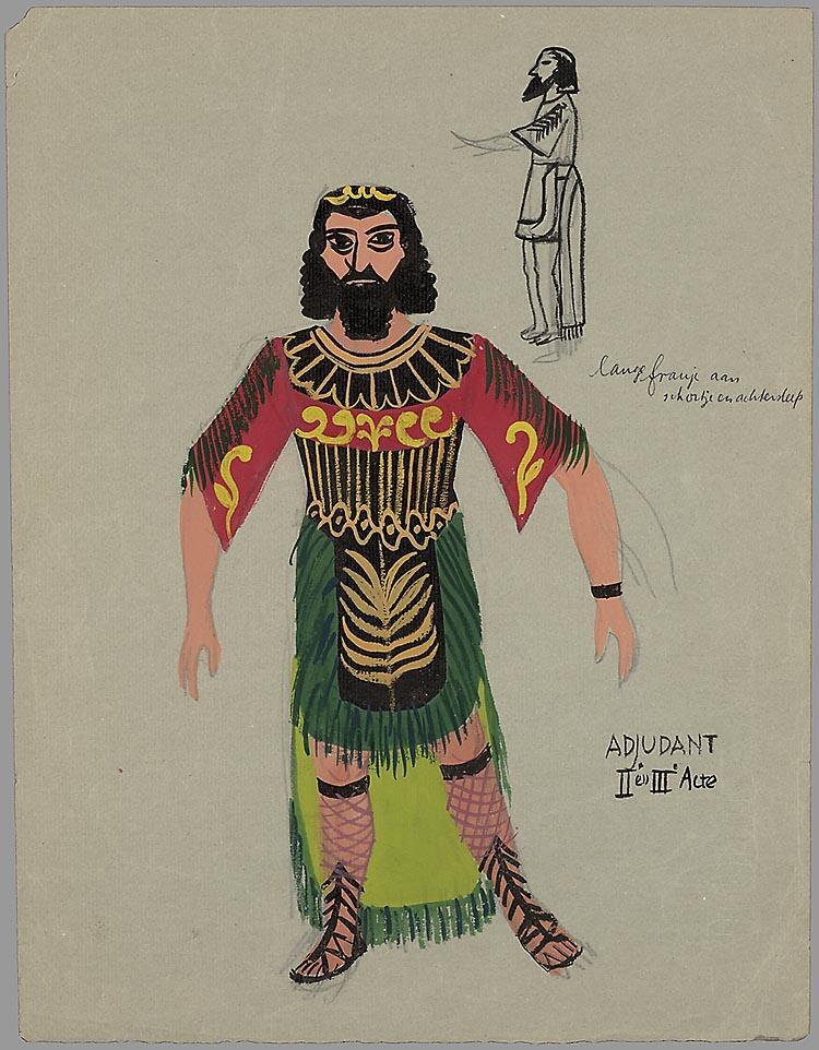 Kostuumontwerp voor de adjudant in De poort van Ishtar