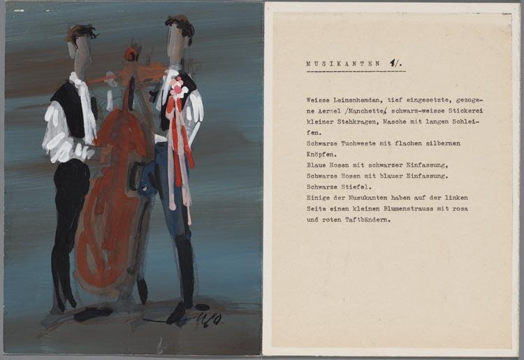 Kostuumontwerp voor muzikanten in Jenufa (Janacek) door Marcel Pokorny