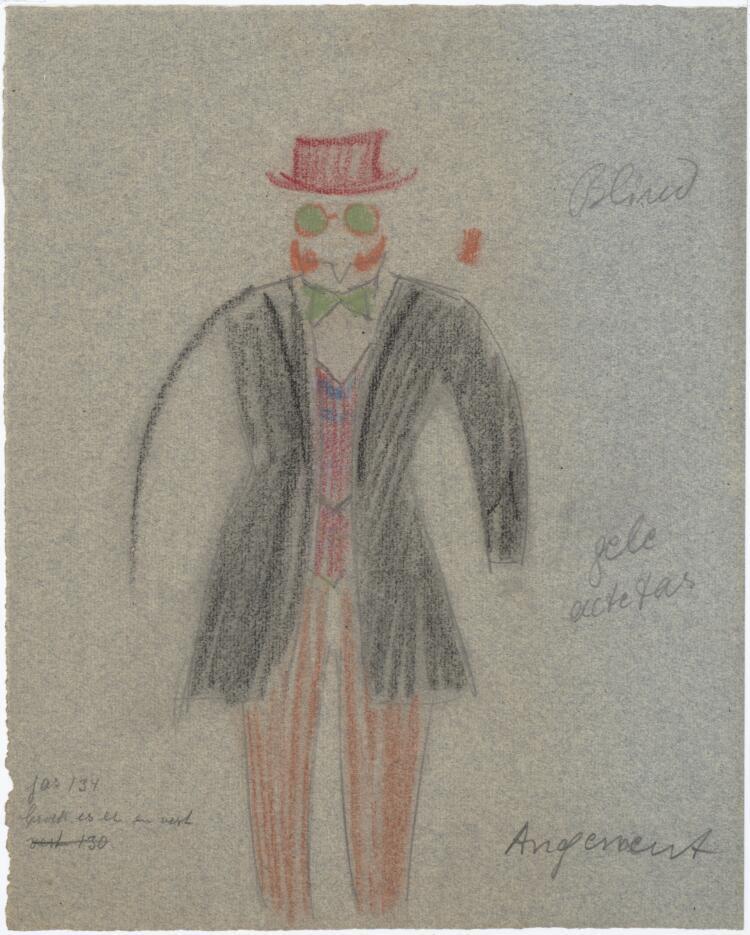 Kostuumontwerp voor Henk Angenent als Mr. Blind in Die Fledermaus