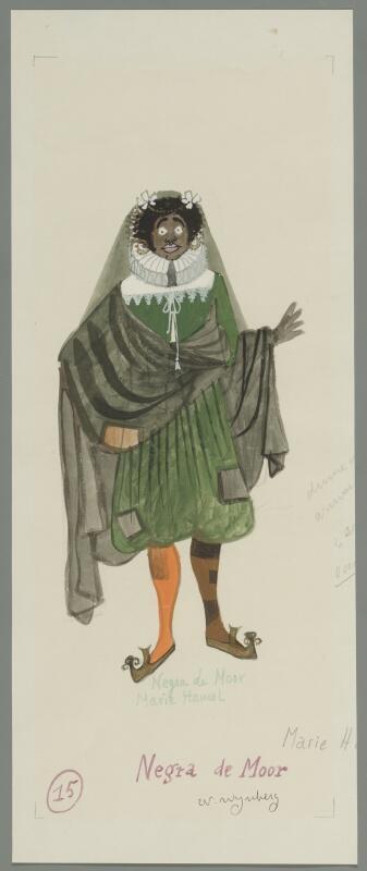 Kostuumontwerp voor Marie Hamel als Negra de Moor in Moortje