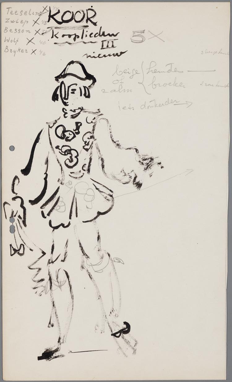 Kostuumontwerp voor de kooplieden uit Manon (Jules Massenet) door Gerard Hordijk