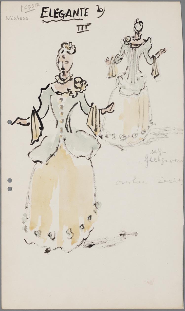 Kostuumontwerp voor Elegante uit Manon (Jules Massenet) door Gerard Hordijk
