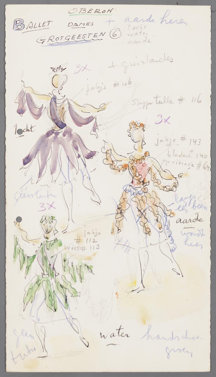 Kostuumontwerp voor het ballet van de grotgeesten uit Oberon (Carl Maria van Weber) door Gerard Hordijk