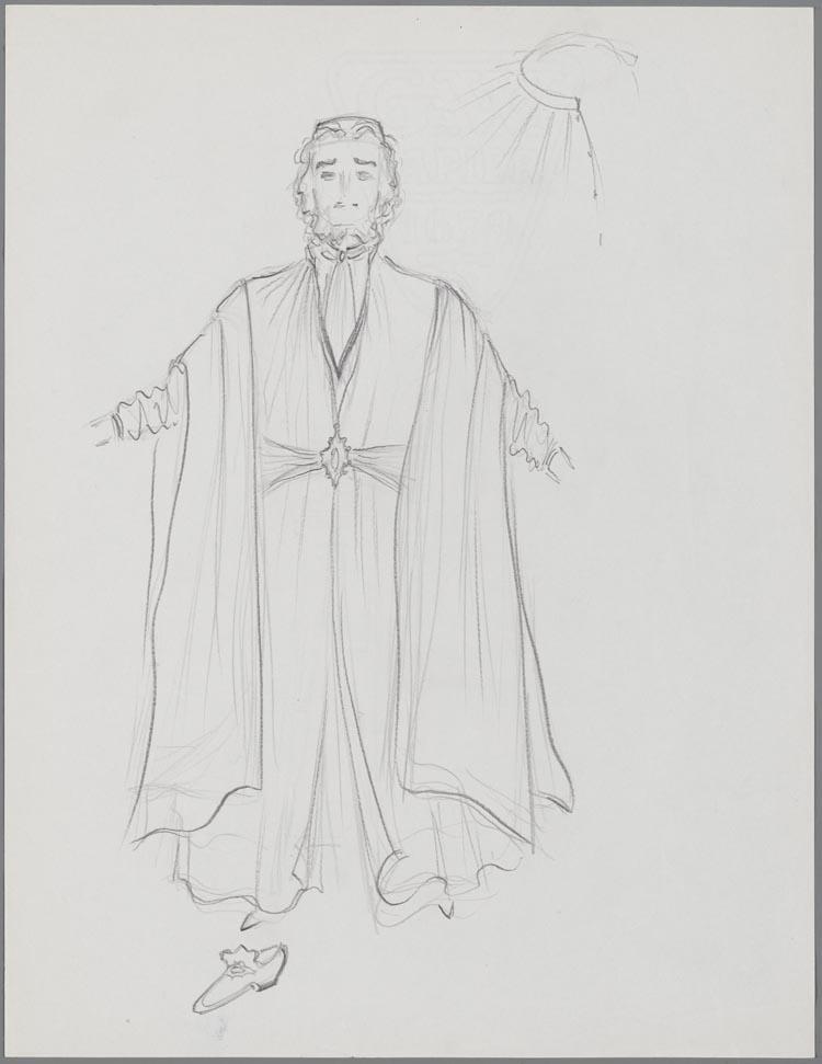 Kostuumschets voor een man in Mignon (Ambroise Thomas) door Wim Vesseur