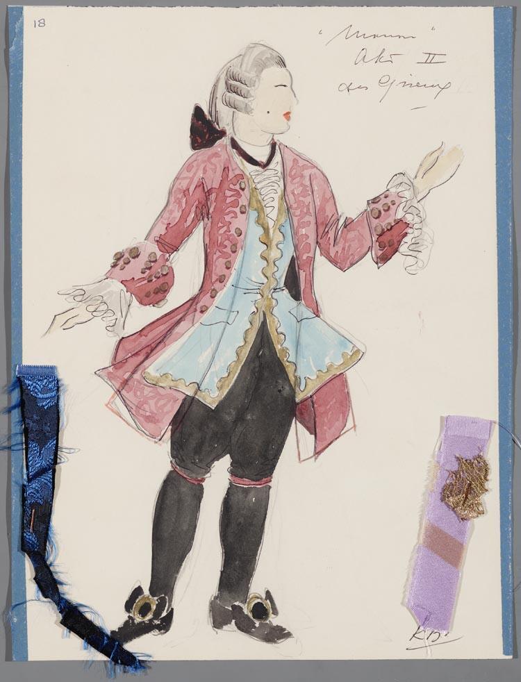 Kostuumontwerp voor Peter van Zon als Renato Des Grieux in Manon Lescaut (Giacomo Puccini) door Karel Bruckman