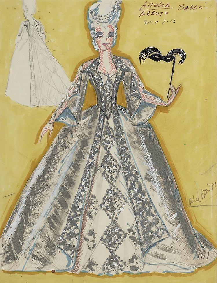 Kostuumontwerp voor Arroyo als Amelia in Un ballo in Maschera
