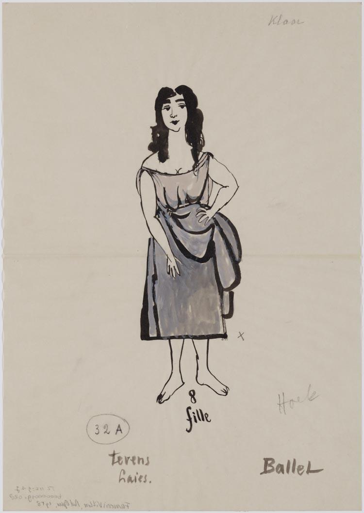 Kostuumontwerp voor een meisje uit François Villon