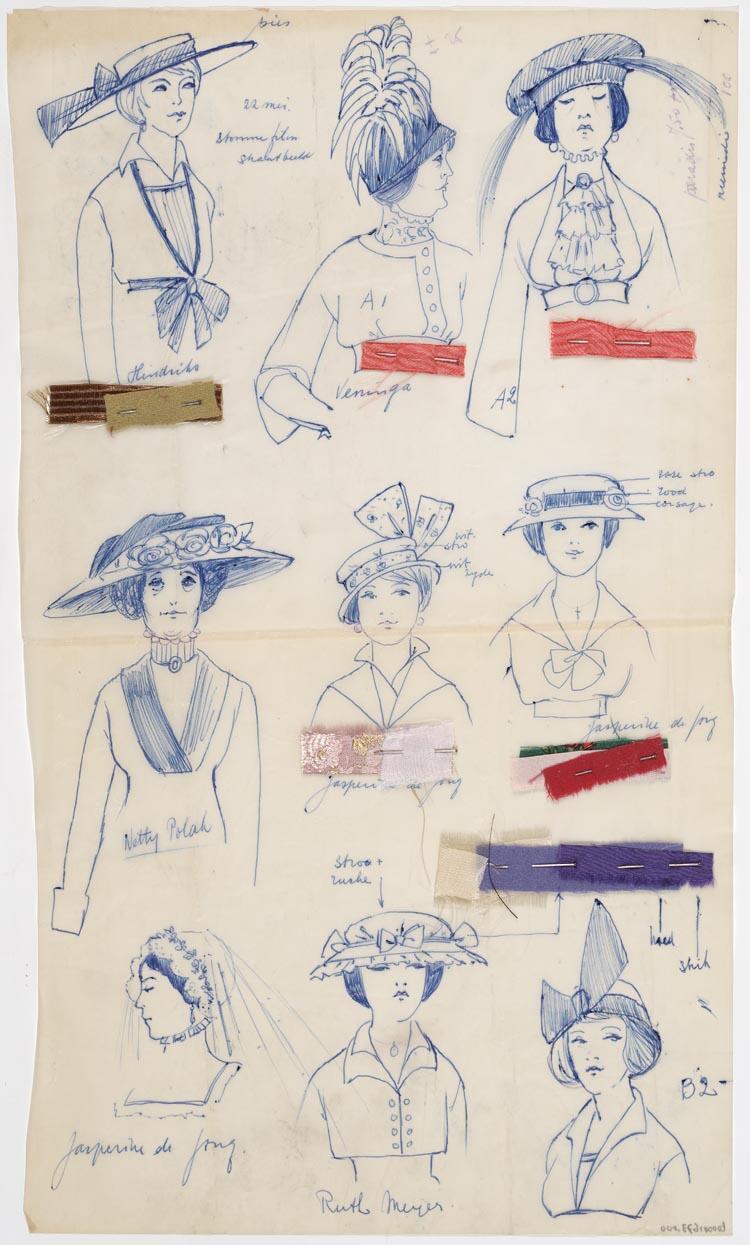 Hoedenontwerpen voor Sonneveld-show, 1963