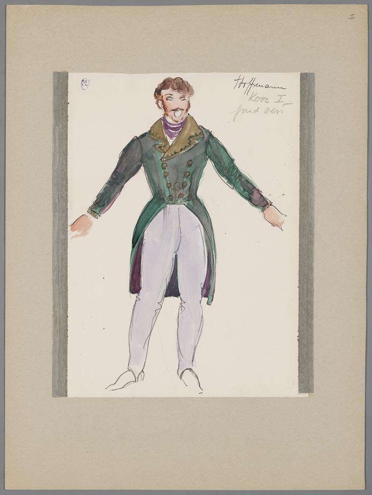 Kostuumontwerp voor Hoffmann's Vertellingen (Jacques Offenbach) door Karel Bruckman