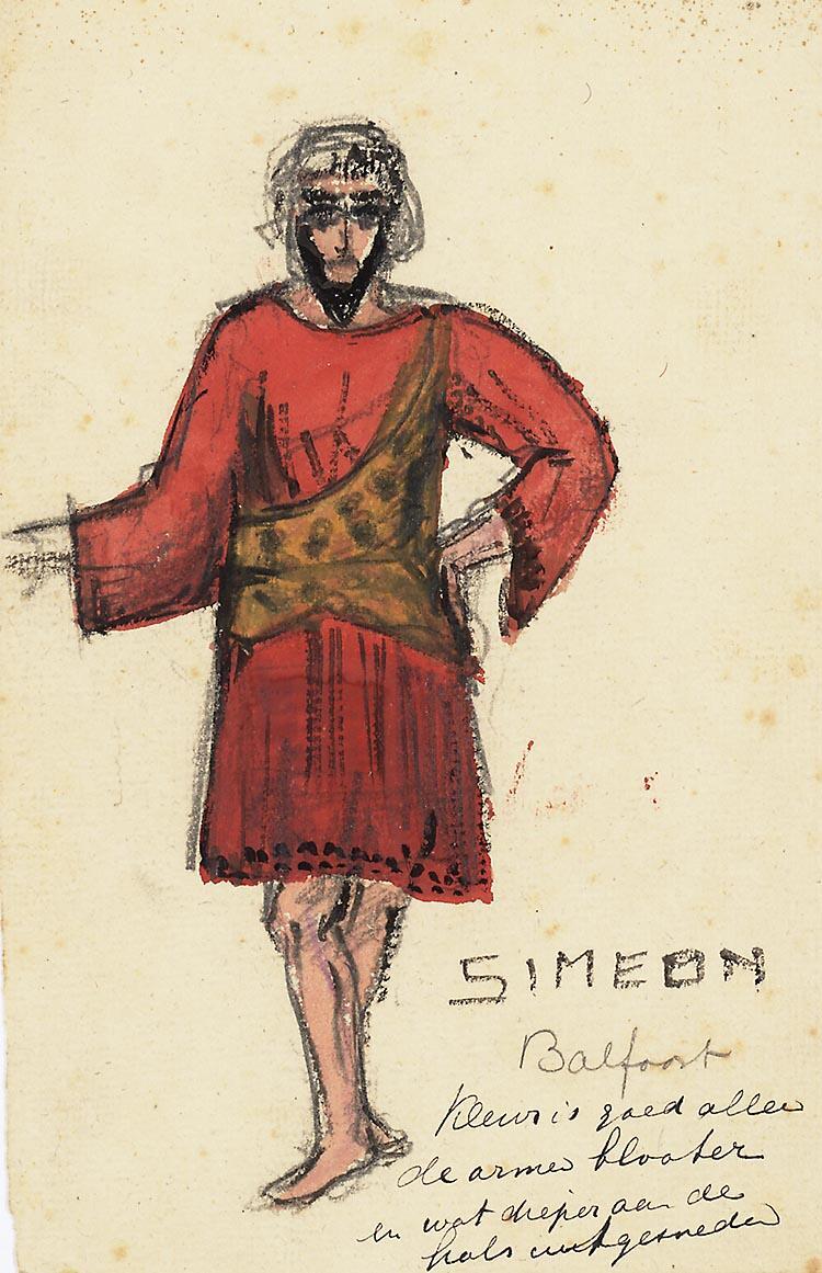 Kostuumontwerp voor Co Balfoort als Simeon in Joseph in Dothan