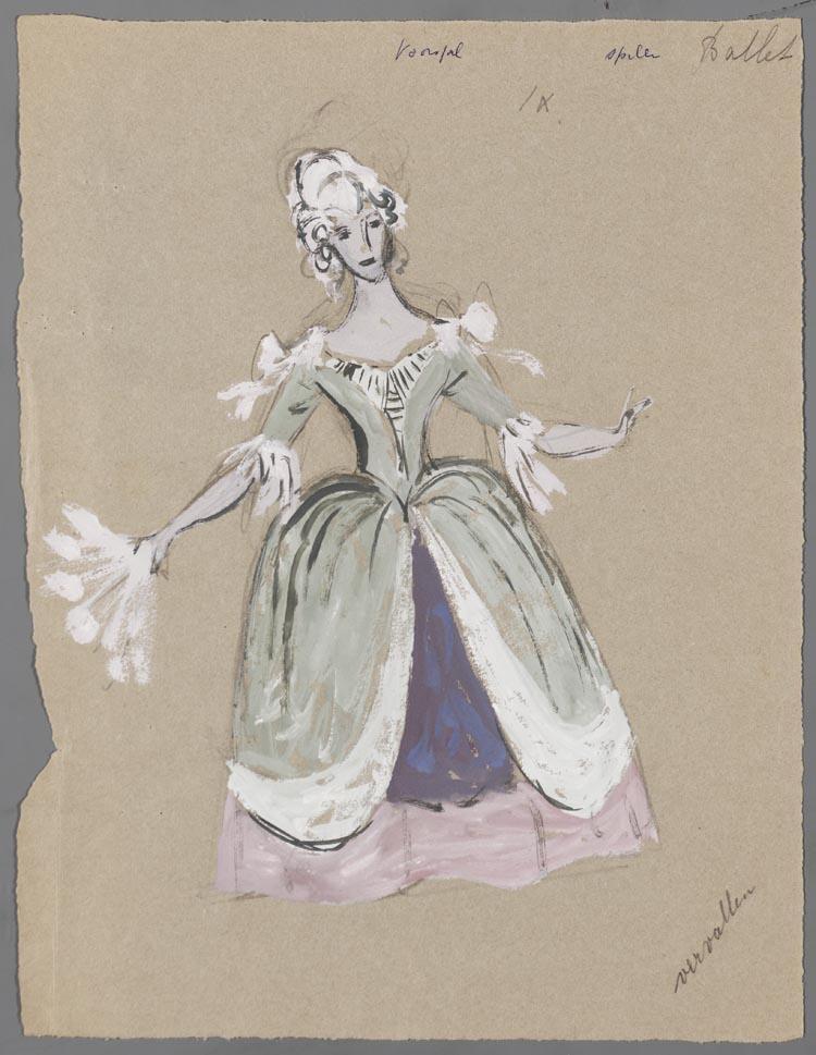 Kostuumontwerp voor het ballet uit Pique Dame (Pjotr Iljitsj Tsjaikovski) door Hans van Norden