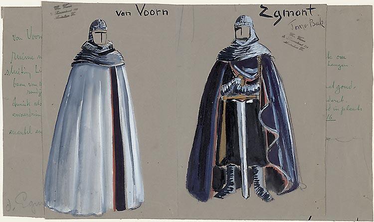 Kostuumontwerpen voor Van Voorn en Egmont uit Gijsbreght van Aemstel
