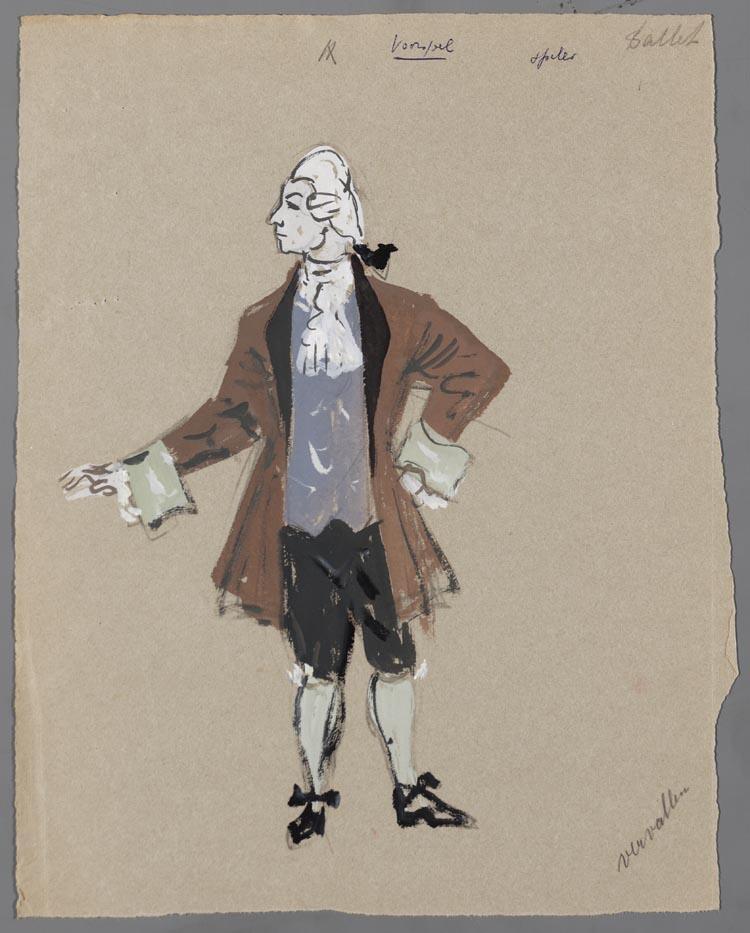 Kostuumontwerp voor een man uit het ballet uit Pique Dame (Pjotr Iljitsj Tsjaikovski) door Hans van Norden