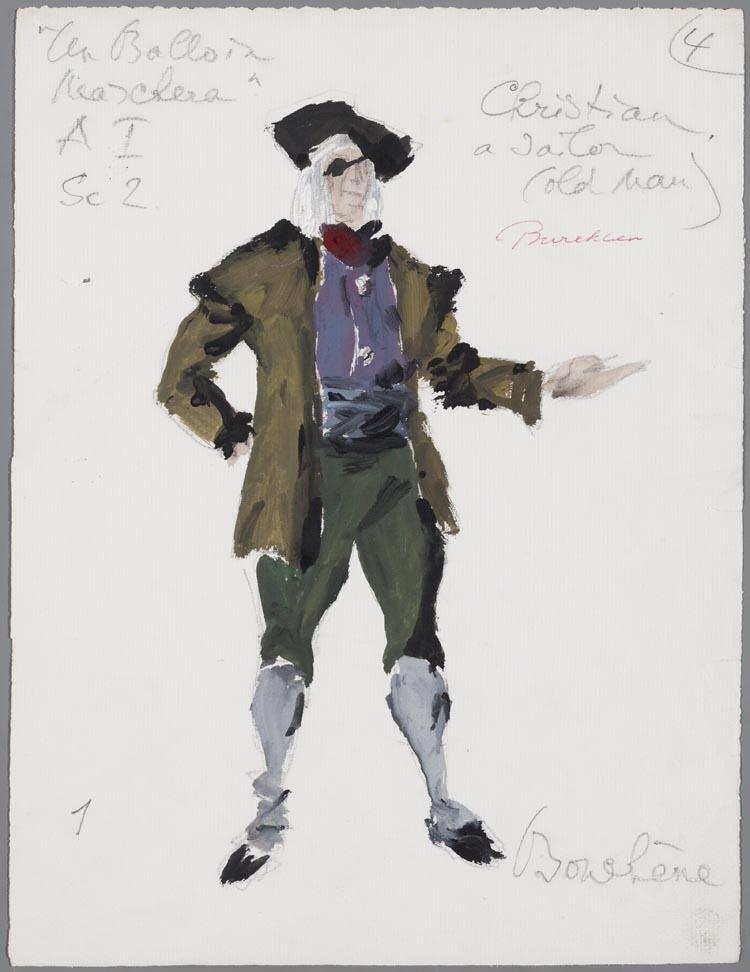 Kostuumontwerp voor Chritian, a sailor (old man) in Un ballo in Maschera