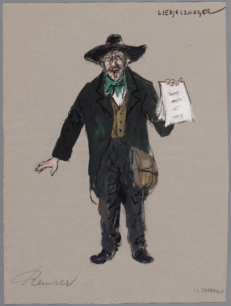 Kostuumontwerp voor een liedjeszanger uit Il Tabarro (Giacomo Puccini)