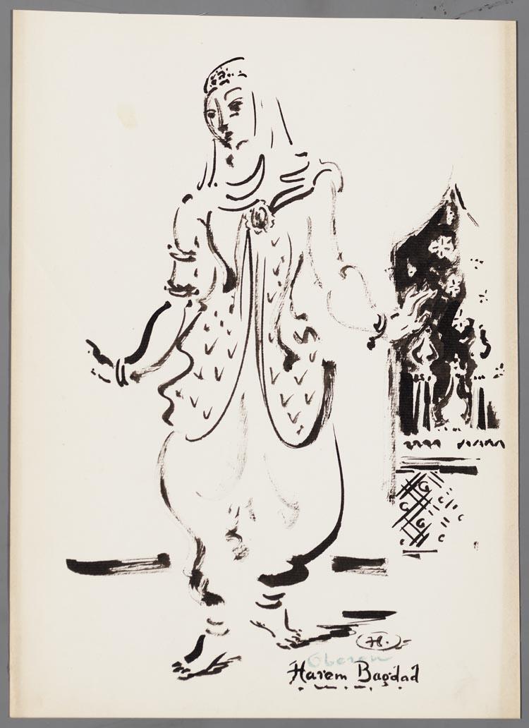 Kostuumontwerp voor een haremvrouw uit Oberon (Carl Maria van Weber) door Gerard Hordijk