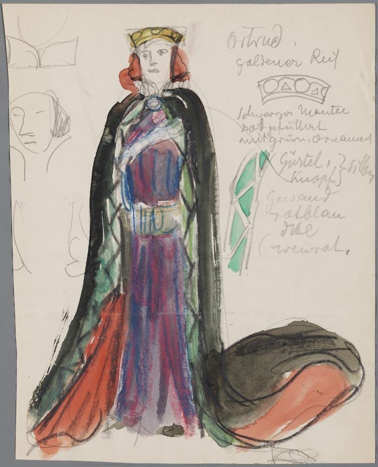 Kostuumontwerp voor Lidy van der Veen als Ortrud in Lohengrin (Richard Wagner) door Herbert Fiedler