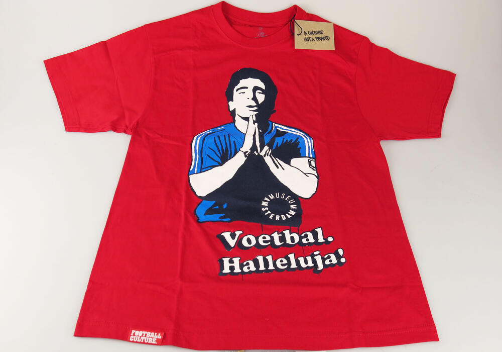 T-shirt ter promotie van tentoonstelling 'Voetbal Halleluja!'