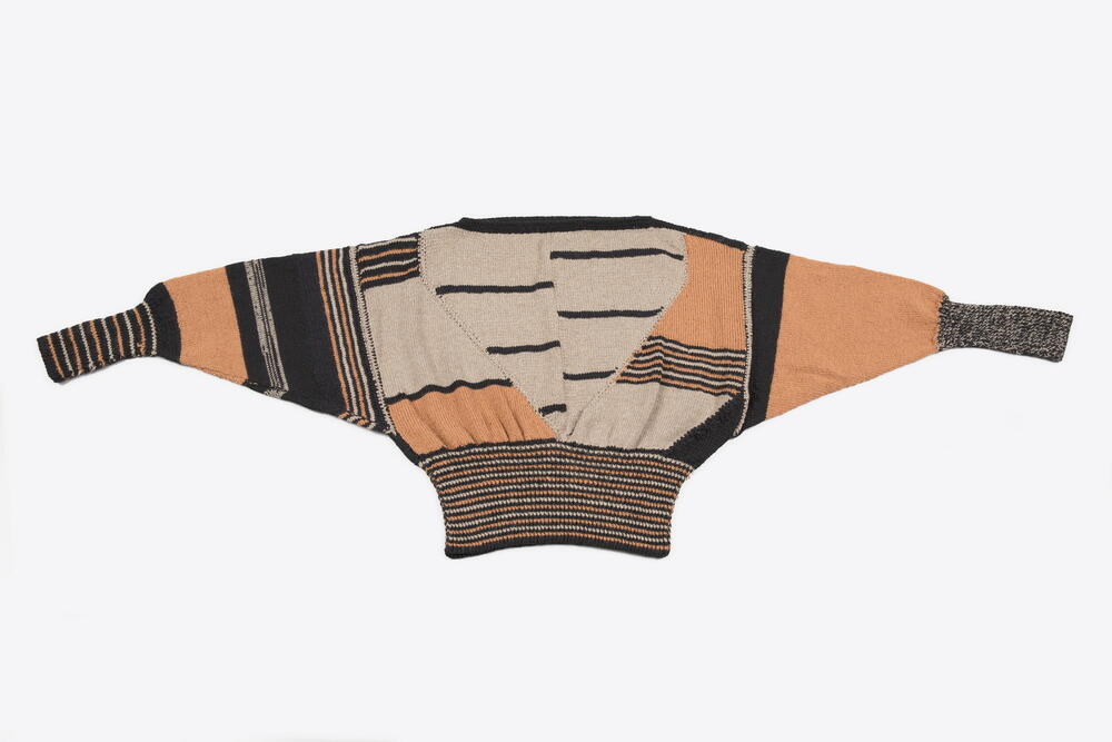 Gebreide trui in bruin, beige en zwart