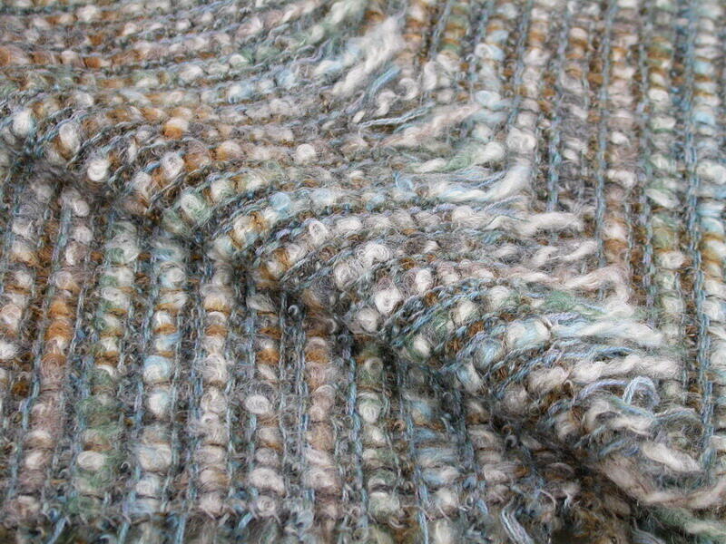 Grofgeweven stola in blauw-groentinten