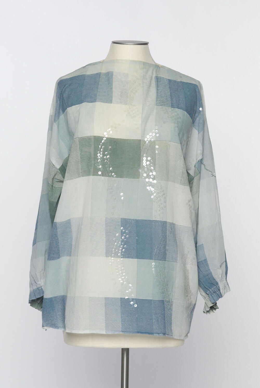 Blouse met groen/blauwe ruit