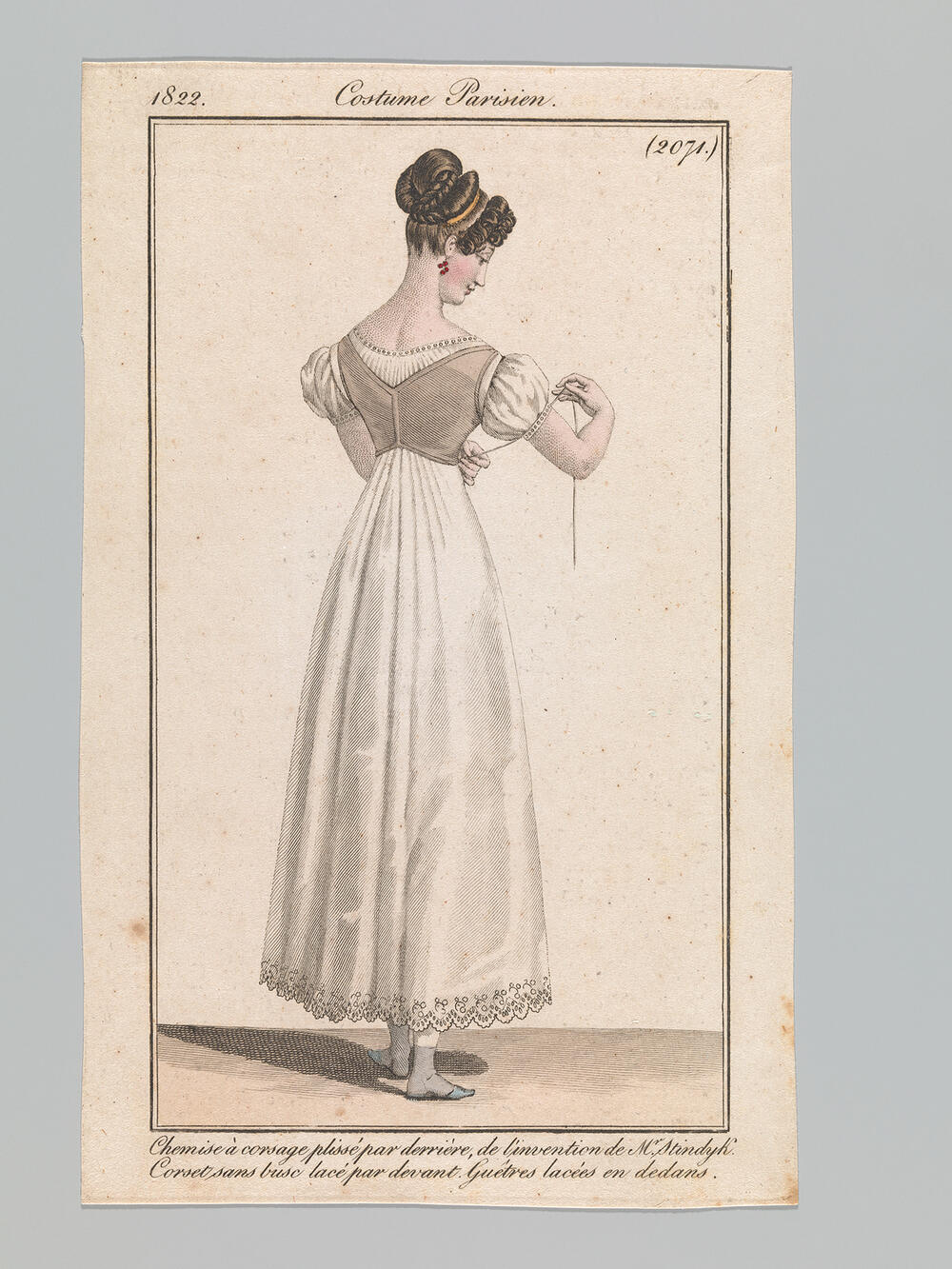 Journal des Dames et des Modes, Costume Parisien, nr. 2071: Chemise à corsage plissé par derrière,…
