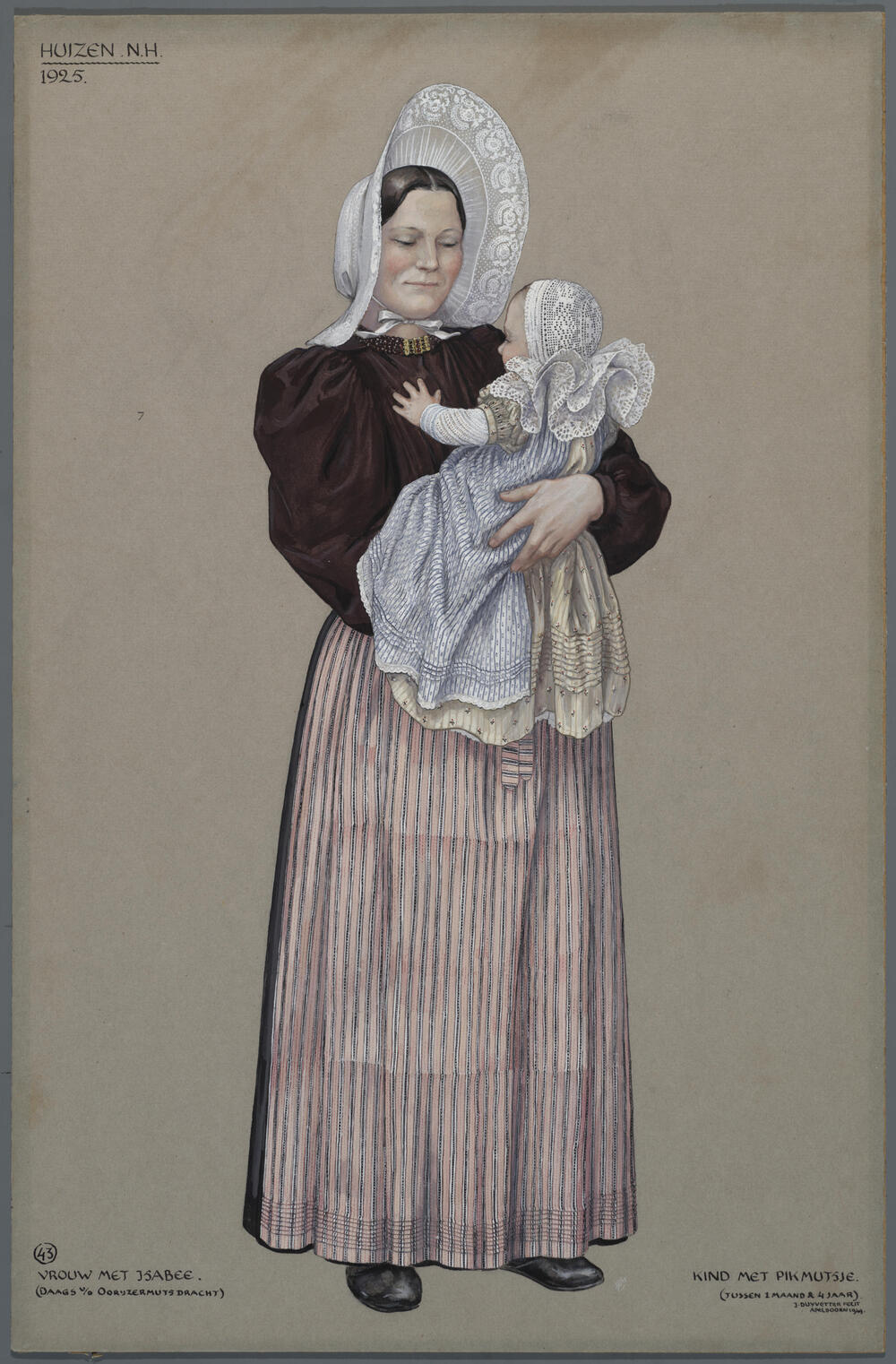 Vrouw en kind in dracht, Huizen 1925