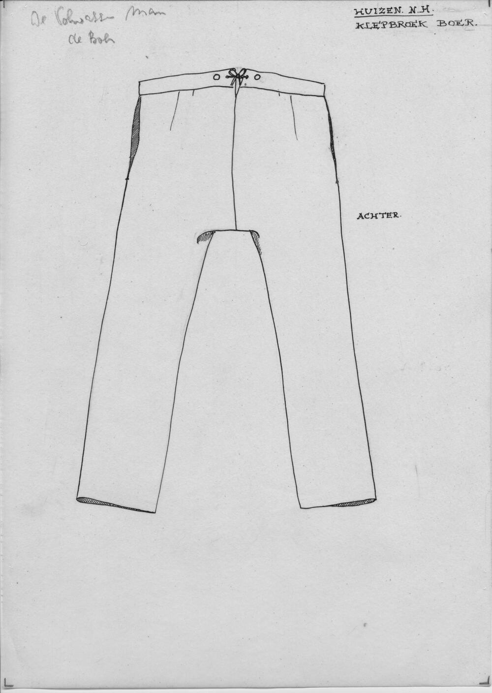 Tekening van een boerenklepbroek, Huizen