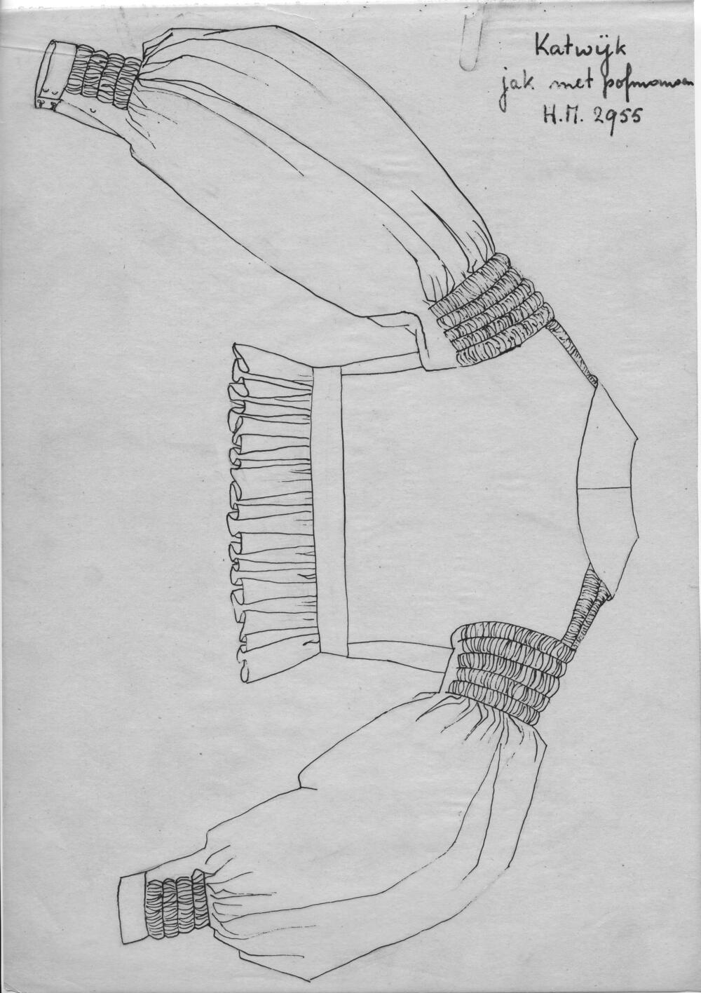 Tekening van een jak met pofmouwen, Katwijk