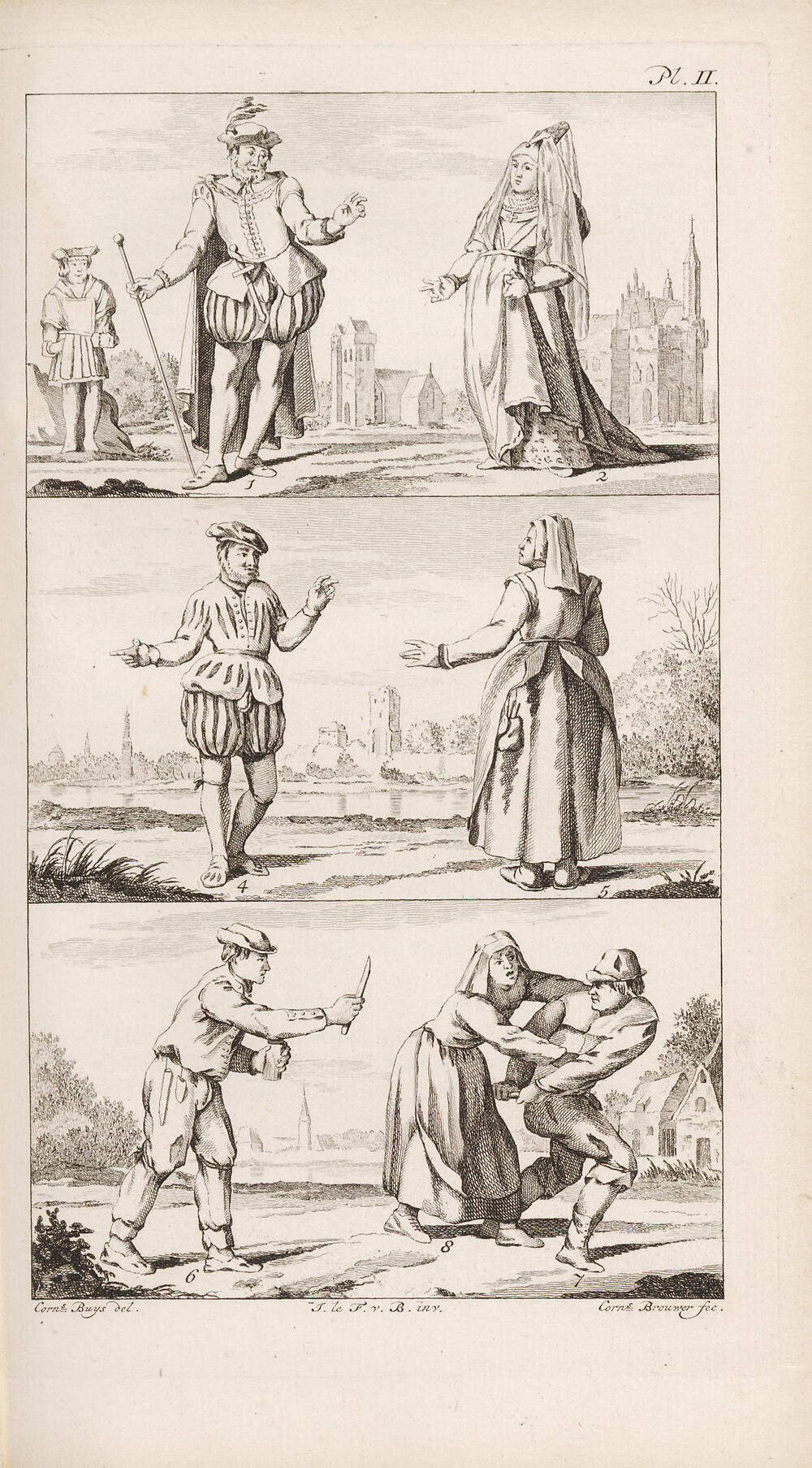De kleding van Holland, Plaat II, voor de zestiende eeuw