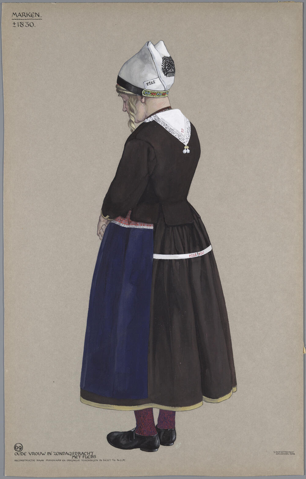 Vrouw in zondagse dracht, Marken circa 1830