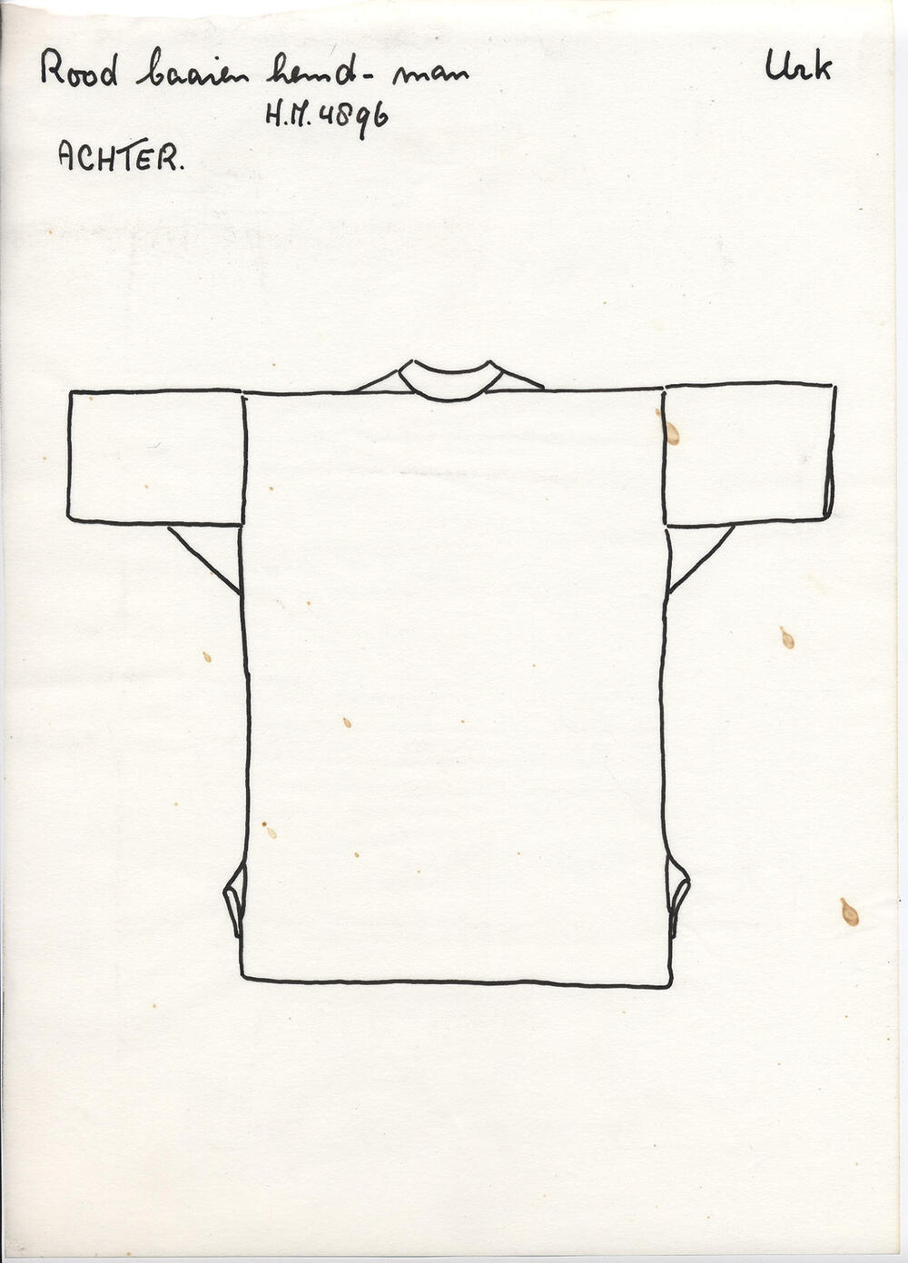 Tekening van een rood baaien mannenhemd, Urk