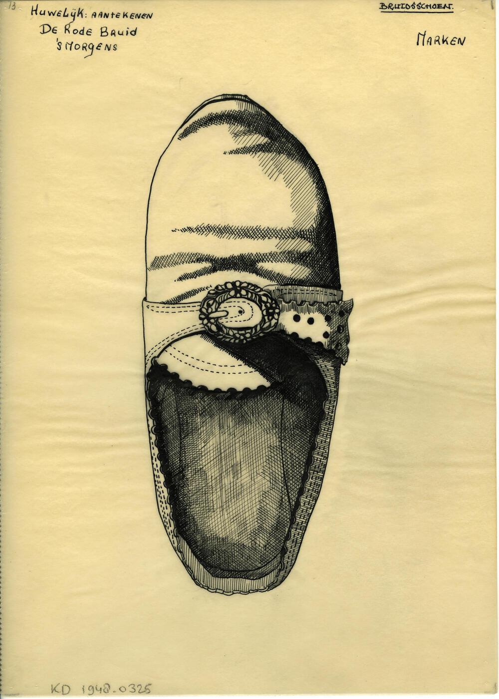 Tekening van een schoen, Marken